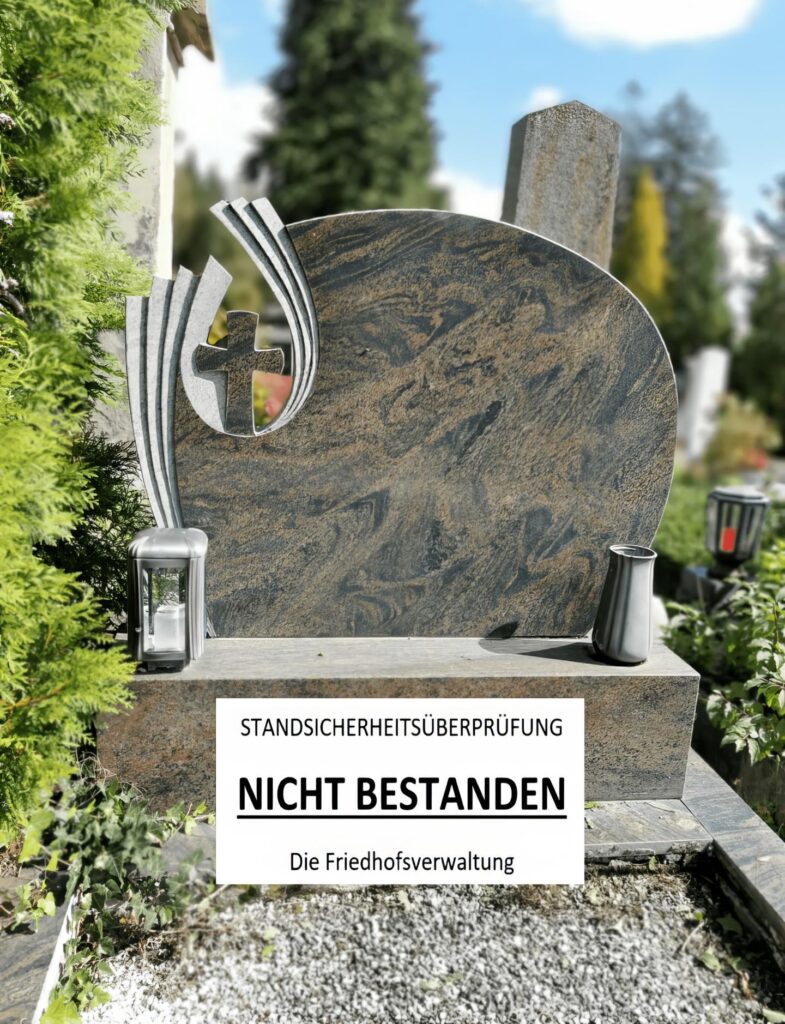 Granitgrabstein mit Sicherheitsüberprüfung - nicht bestanden